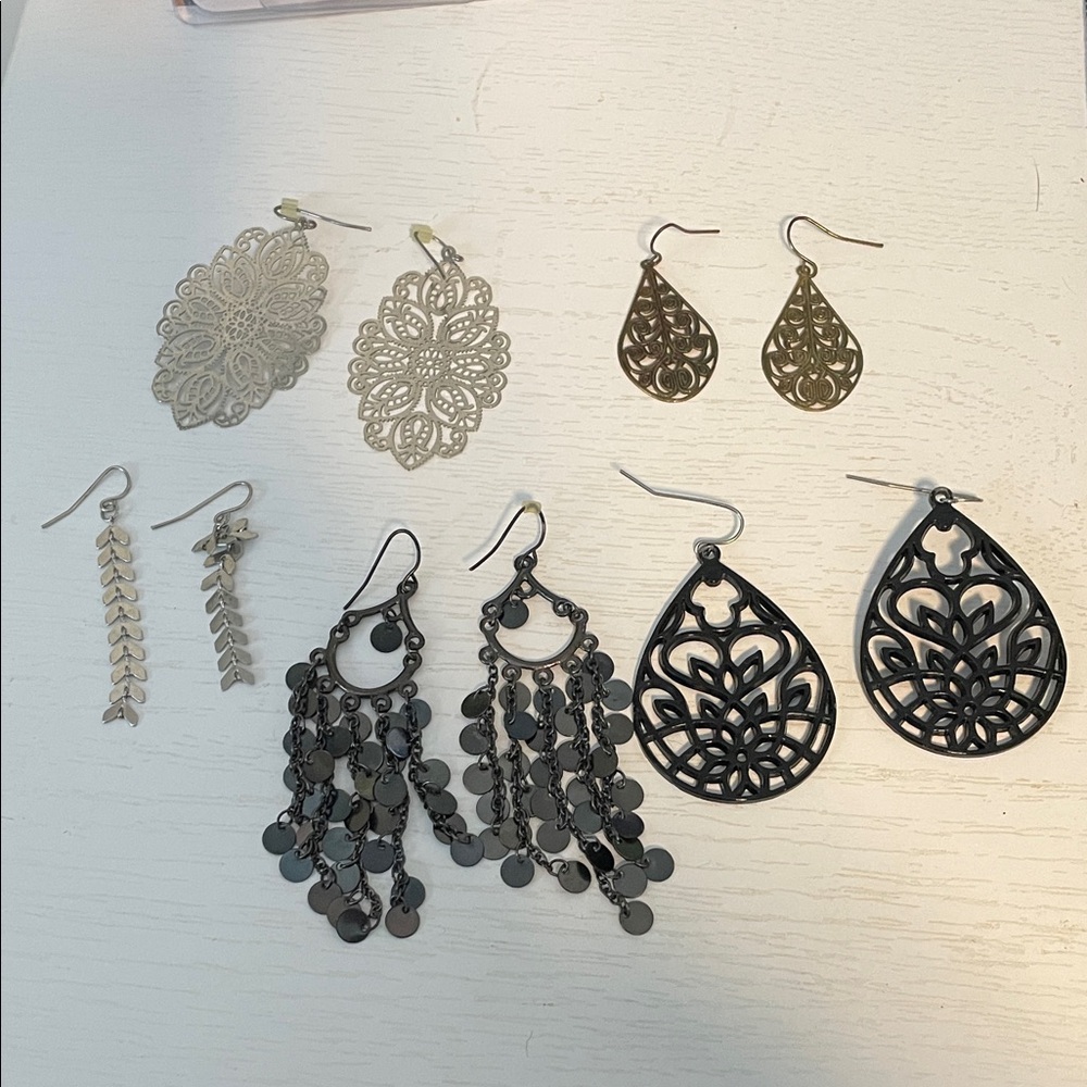 Elegant 5 pairs of dangling earrings
